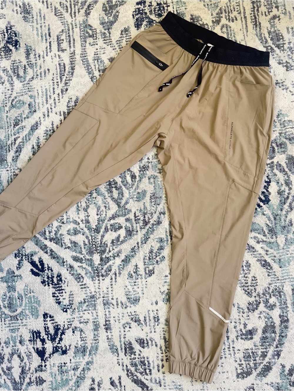Alphalete Khaki Jogger Pants with Black Waistband for women